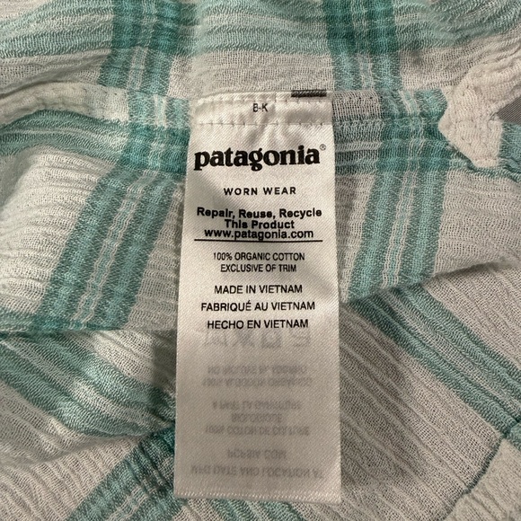 Patagonia Organic Cotton‎ Crinkle Plaid Shirt XL Short Sleeve Green - Picture 12 of 12